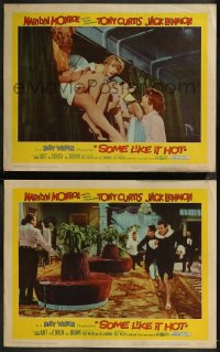 8g1243 SOME LIKE IT HOT 2 LCs 1959 great images of Tony Curtis & Jack Lemmon in drag, Billy Wilder!