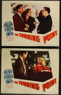 8g1249 TURNING POINT 2 LCs 1952 great images of William Holden, Edmond O'Brien, Alexis Smith, noir!