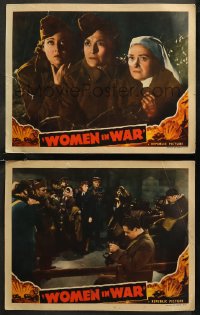 8g1263 WOMEN IN WAR 2 LCs 1940 Wendy Barrie & Mae Clarke in uniform in World War II!