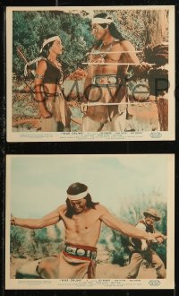 8g0515 WAR DRUMS 8 color English FOH LCs 1957 images of Native American Apache Chief Lex Barker!