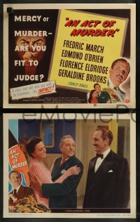 8g0571 ACT OF MURDER 8 LCs 1948 Fredric March, mercy or murder - are you fit to judge, it'll stun you!