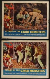 8g0974 ATTACK OF THE CRAB MONSTERS 4 LCs 1957 Roger Corman, Richard Garland, classic border art!