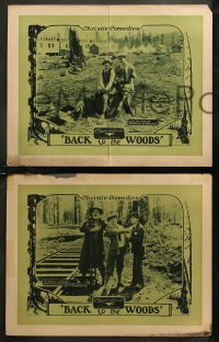 8g0975 BACK TO THE WOODS 4 LCs 1923 Neal Burns, Vera Steadman in lumberjack camp, ultra rare!
