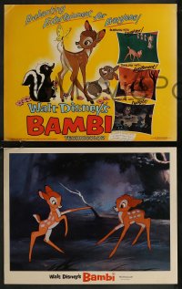 8g0559 BAMBI 9 LCs R1975 Walt Disney cartoon deer classic, great art with Thumper & Flower!