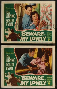 8g0882 BEWARE MY LOVELY 6 LCs 1952 film noir, Ida Lupino is trapped by Robert Ryan!