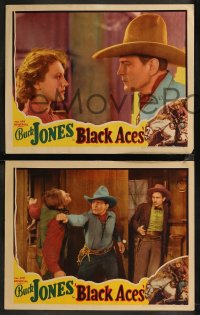 8g0855 BLACK ACES 7 LCs 1937 great western images of cowboy Buck Jones and Robert Frazer!