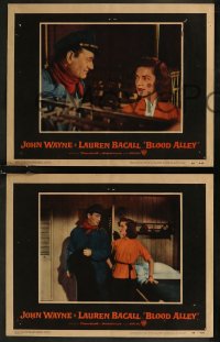 8g0856 BLOOD ALLEY 7 LCs 1955 cool images of John Wayne with Lauren Bacall, Mike Mazurki!