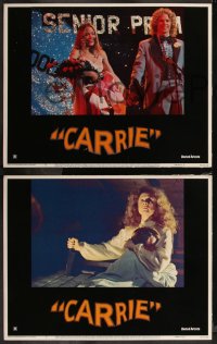 8g0611 CARRIE 8 LCs 1976 Stephen King, Sissy Spacek & Piper Laurie, complete set w/spoiler card!