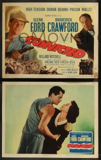 8g0621 CONVICTED 8 LCs 1950 Glenn Ford, Broderick Crawford, image of prison break, film noir!