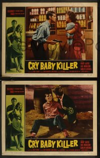 8g0861 CRY BABY KILLER 7 LCs 1958 cool border art of Jack Nicholson in his 1st, Roger Corman!