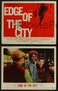 8g0644 EDGE OF THE CITY 8 LCs 1956 Saul Bass TC design, you'll watch it from the edge of your seat!