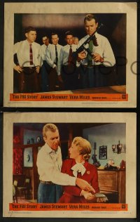 8g0864 FBI STORY 7 LCs 1959 great images of detective Jimmy Stewart with Tommy Gun & Vera Miles!