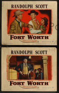 8g0657 FORT WORTH 8 LCs 1951 Randolph Scott in Texas, the Lone Star State was split wide open!