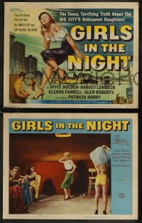 8g0671 GIRLS IN THE NIGHT 8 LCs 1953 bad girl Joyce Holden, Glenda Farrell & Harvey Lembeck!