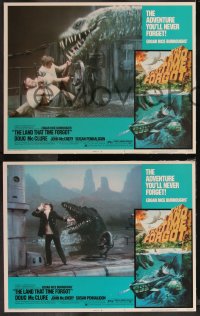 8g0712 LAND THAT TIME FORGOT 8 LCs 1975 Edgar Rice Burroughs, Akimoto dinosaur border art!
