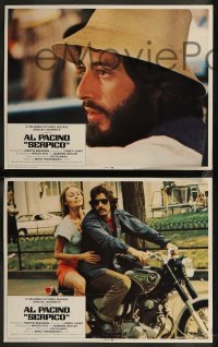 8g0782 SERPICO 8 int'l LCs 1974 Sidney Lumet crime classic, great images of undercover cop Al Pacino!