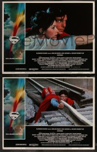 8g0808 SUPERMAN 8 LCs 1978 Christopher Reeve in costume with Metropolis skyline in the background!