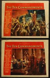 8g0916 TEN COMMANDMENTS 6 LCs 1956 Cecil B. DeMille classic starring Charlton Heston, great scenes!