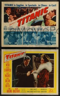 8g0820 TITANIC 8 LCs 1953 Clifton Webb & Barbara Stanwyck, Robert Wagner & Audrey Dalton!