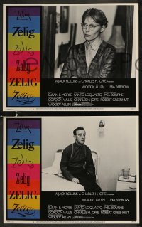 8g0851 ZELIG 8 int'l LCs 1983 wacky Woody Allen in the title role, fantasy mockumentary, Mia Farrow!