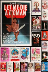 8h0053 LOT OF 27 FOLDED SEXPLOITATION ONE-SHEETS 1970s-1980s sexy images with partial nudity!