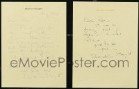 8h0373 LOT OF 2 BEATRICE STRAIGHT HANDWRITTEN AND SIGNED LETTERS 1980s by the Oscar winner!