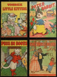 8h0305 LOT OF 4 SAALFIELD CHILDREN'S BOOKS 1941-192 Peter Rabbit, Puss in Boots, Three Bears!