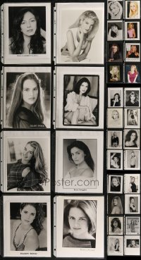 8h0322 LOT OF 33 ACTRESS PUBLICITY 8X10 PHOTOS WITH RESUMES ATTACHED IN SLEEVES 1990s-2000s cool!