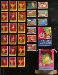 8h0413 LOT OF 18 SIMPSONS TOPPS TRADING CARD PACKS 1990 unopened, includes 9 loose cards + box!
