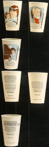 8h0360 LOT OF 3 STAR WARS COCA-COLA COLLECTIBLE CUPS 1977 Luke & Leia, Han & Chewie, Obi-Wan!
