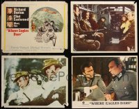 8h0169 LOT OF 4 WHERE EAGLES DARE U.S. FIRST RELEASE 1968 AND R1975 INTERNATIONAL LOBBY CARDS 1968-1975
