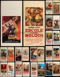 8h0460 LOT OF 24 FORMERLY FOLDED SWORD AND SANDAL ITALIAN LOCANDINAS 1960s-1980s cool movie images!