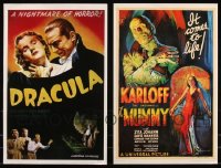 8h0016 LOT OF 2 UNFOLDED HORROR 11X17 REPRODUCTION POSTERS 2000s Dracula & The Mummy, classic art!