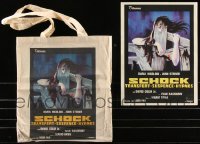 8h0014 LOT OF 2 BEYOND THE DOOR II ITEMS 1977 cool canvas tote bag & mini poster, Schock!