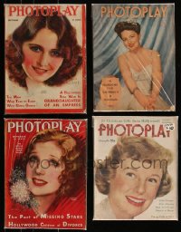 8h0296 LOT OF 4 PHOTOPLAY MOVIE MAGAZINES 1930-1950 filled with great images & articles!