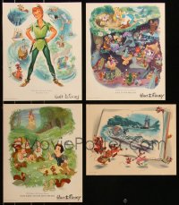 8h0357 LOT OF 4 WALT DISNEY PROMO CARDS 1950s Peter Pan, Alice in Wonderland, Snow White, Cinderella