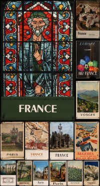 8h0506 LOT OF 19 UNFOLDED FRENCH 26X40 TRAVEL POSTERS 1950s-1970s art of famous landmarks!