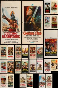 8h0458 LOT OF 27 FORMERLY FOLDED SWORD AND SANDAL ITALIAN LOCANDINAS 1950s-1980s cool movie images!