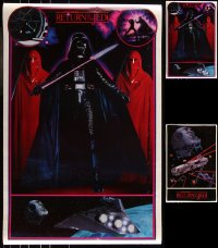 8h0508 LOT OF 3 UNFOLDED RETURN OF THE JEDI 22X34 COMMERCIAL POSTERS 1983 Darth Vader, Death Star!