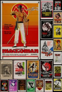 8h0532 LOT OF 32 FORMERLY TRI-FOLDED KUNG FU 27X41 ONE-SHEETS 1970s-1980s martial arts movies!