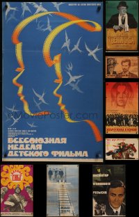 8h0500 LOT OF 10 FORMERLY FOLDED RUSSIAN POSTERS 1960s-1970s great images from a variety of movies!