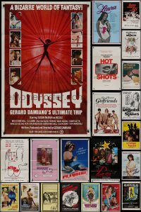 8h0529 LOT OF 47 FORMERLY TRI-FOLDED 27X41 SEXPLOITATION ONE-SHEETS 1970s-1980s sexy images!
