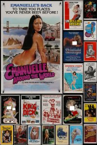 8h0031 LOT OF 52 FOLDED SEXPLOITATION ONE-SHEETS 1970s-1980s sexy images with partial nudity!