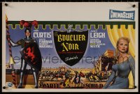 8j0123 BLACK SHIELD OF FALWORTH Belgian 1954 Bos art of Tony Curtis & Janet Leigh, knighthood epic!
