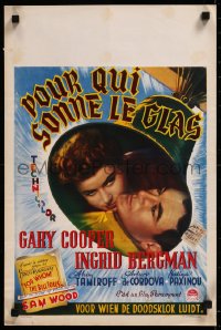 8j0131 FOR WHOM THE BELL TOLLS Belgian 1947 romantic c/u of Gary Cooper & Ingrid Bergman, Hemingway!