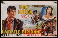 8j0183 SEA DEVILS Belgian R1960s Rock Hudson is a six-four fighting man taming Yvonne De Carlo!