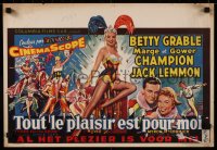 8j0190 THREE FOR THE SHOW Belgian 1954 full-length art of sexy Betty Grable, Champions!