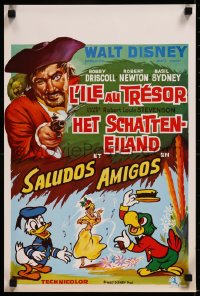 8j0194 TREASURE ISLAND /SALUDOS AMIGOS Belgian 1970s different art from Walt Disney double-bill!