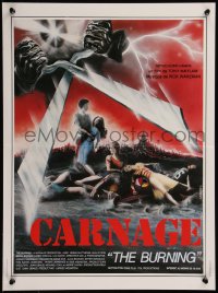 8j0061 BURNING French 16x21 1982 great summer camp giant scissor killer horror artwork by Ambrieu!