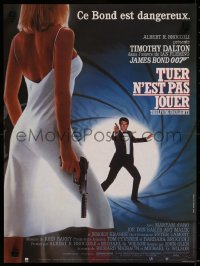 8j0089 LIVING DAYLIGHTS French 15x20 1987 Tim Dalton as James Bond & sexy Maryam d'Abo w/gun!